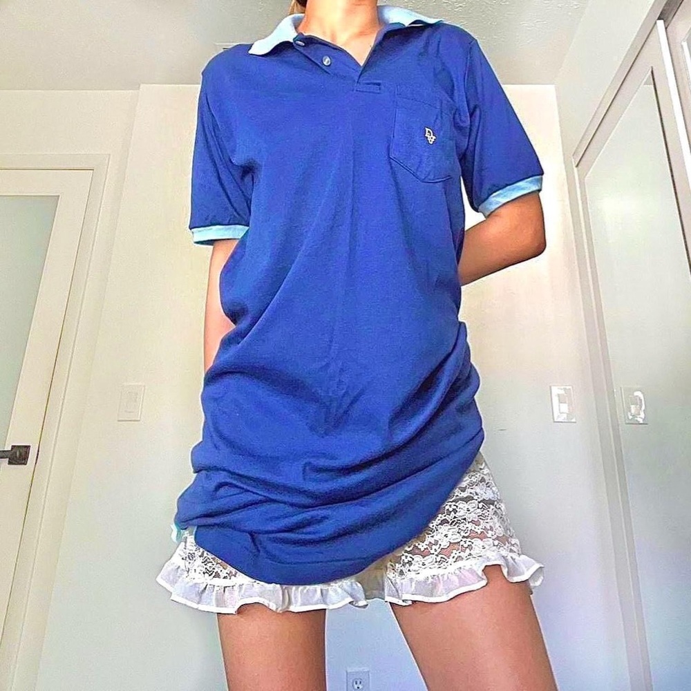 🤍VINTAGE CHRISTAIN DIOR BLUE TSHIRT DRESS WITH POCKET & MINI BOWS🤍